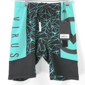 Virus Shorts Men Small Black Blue Complex Geo Weightlifting Training Compression